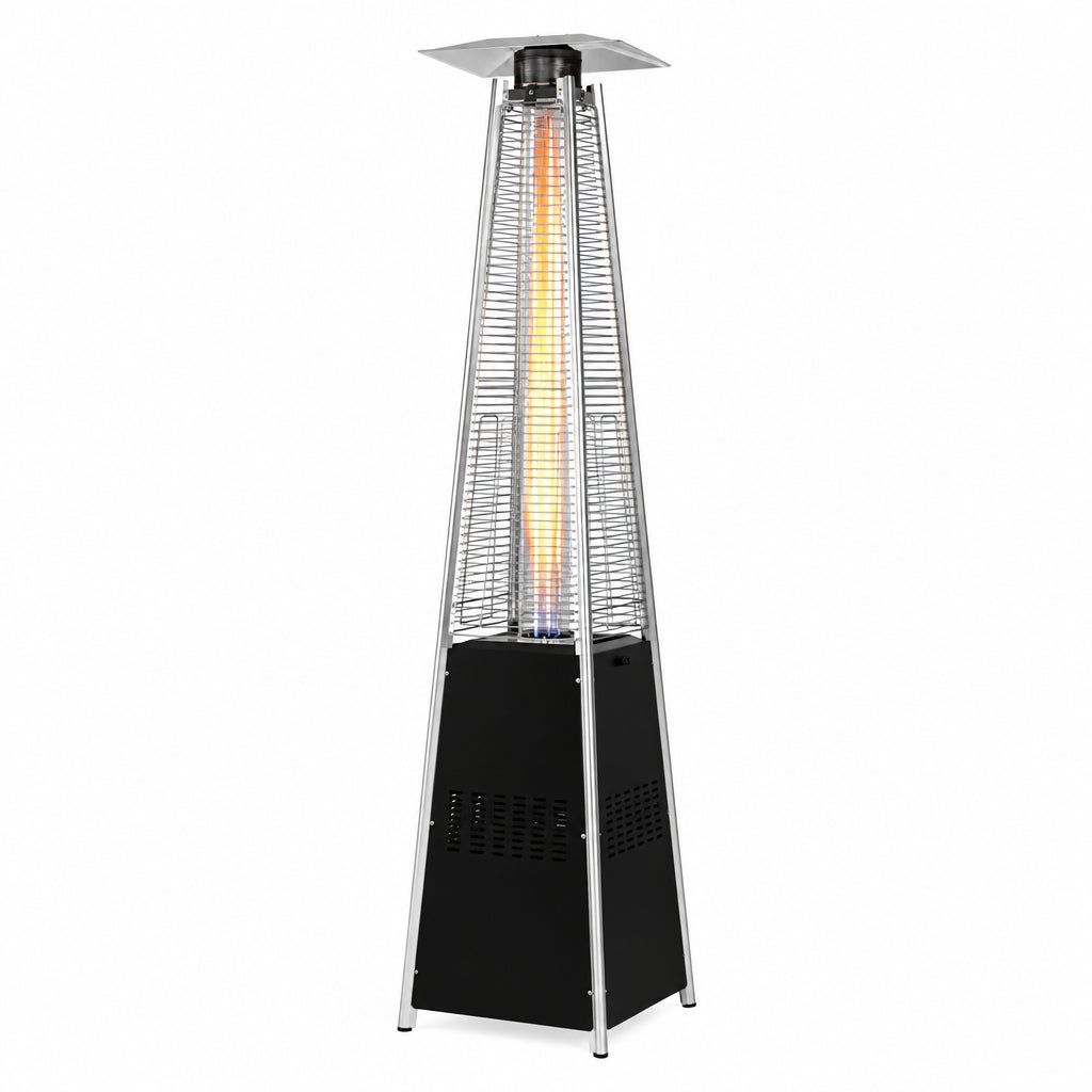 48,000 BTU Steel Propane Standing Pyramid Patio Heater with Wheels Ideal for Backyard Balcony 6-8 People