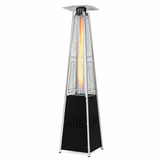 48,000 BTU Steel Propane Standing Pyramid Patio Heater with Wheels Ideal for Backyard Balcony 6-8 People