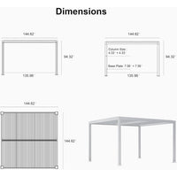 Louvered Pergola Modern White Pergola with Adjustable Roof for Deck Backyard Garden