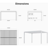 Louvered Pergola Modern White Pergola with Adjustable Roof for Deck Backyard Garden