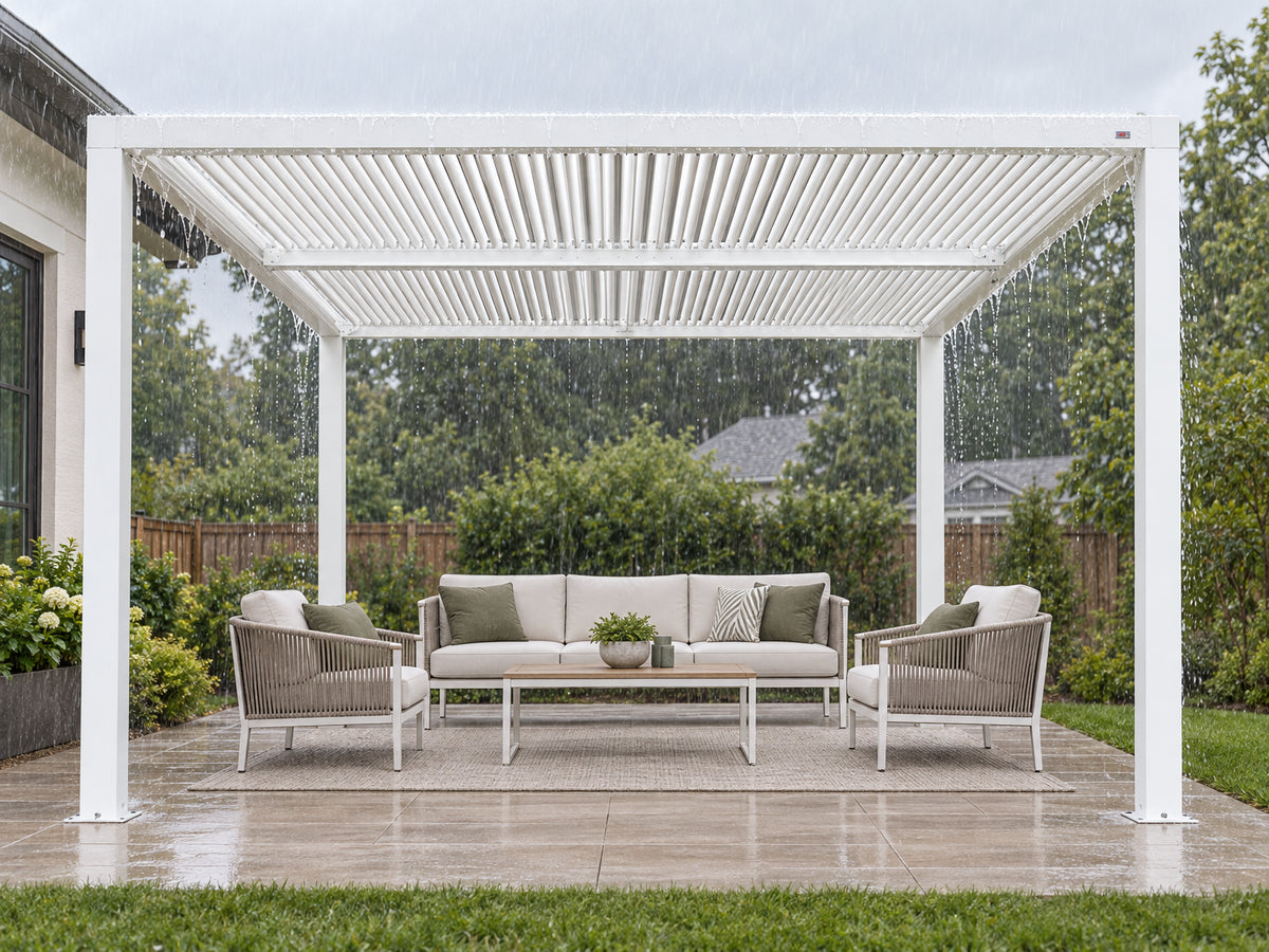 Louvered Pergola Modern White Pergola