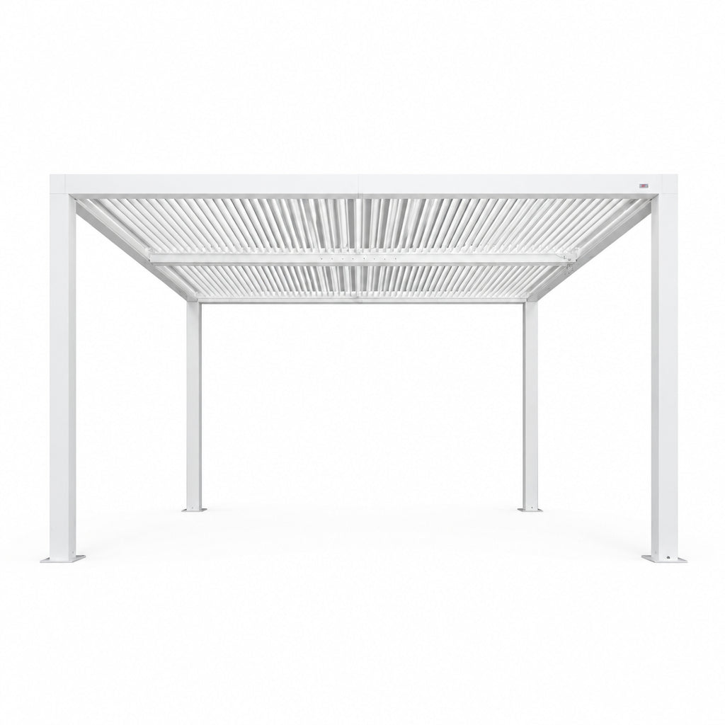 Louvered Pergola Modern White Pergola with Adjustable Roof for Deck Backyard Garden