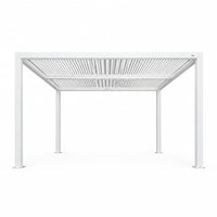 Louvered Pergola Modern White Pergola with Adjustable Roof for Deck Backyard Garden
