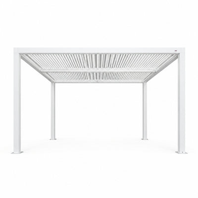 Louvered Pergola Modern White Pergola with Adjustable Roof for Deck Backyard Garden