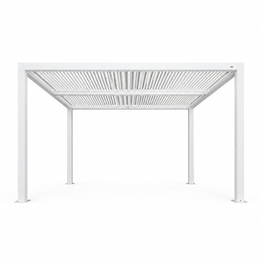 Louvered Pergola Modern White Pergola with Adjustable Roof for Deck Backyard Garden