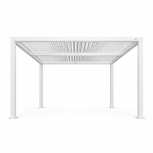 Louvered Pergola Modern White Pergola with Adjustable Roof for Deck Backyard Garden